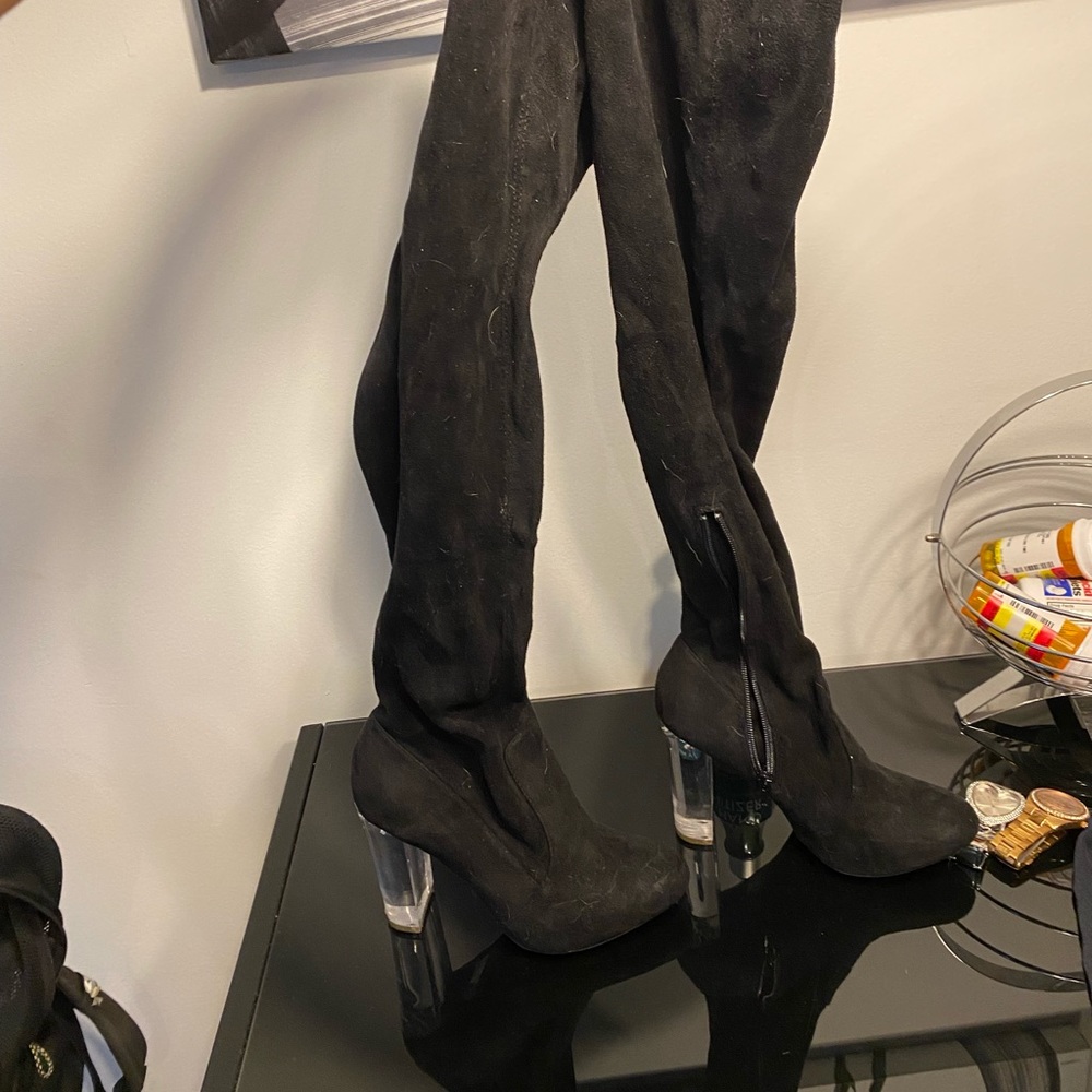 Thigh high suede boots